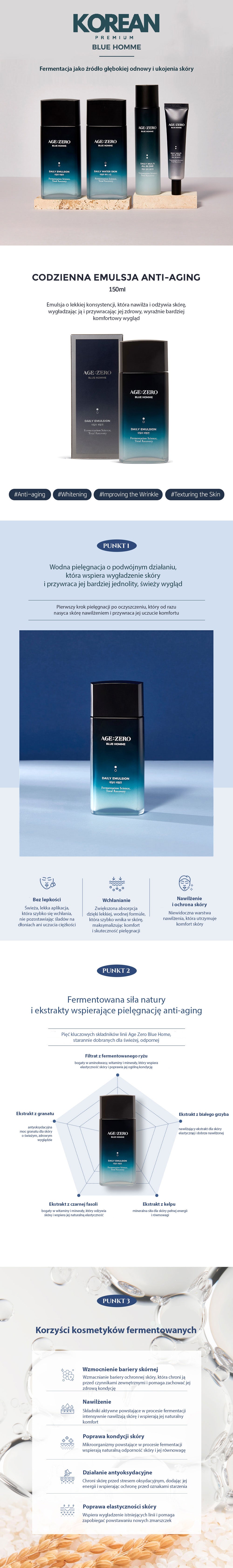 AGE ZERO 
Blue Homme Daily Emulsion Emulsja na co dzień 150ml